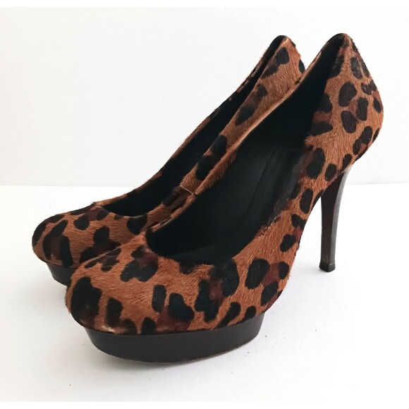 Tory Burch Camille Leopard Calf Hair Platform High Heel Pump 7M Dustbag - Picture 14 of 14